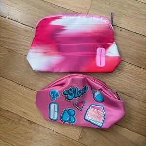 Clinque NEW Lot Of 2 Pink Patterned Makeup Cosmetic Travel Bags